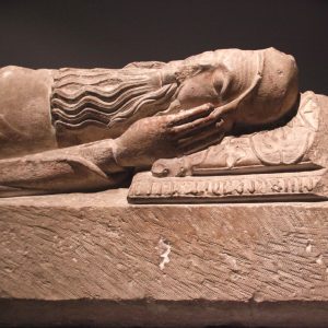 Detail of the limestone scultpture 'Jesse'.