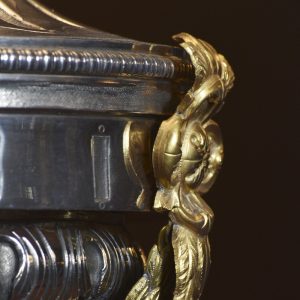 Pormenor de cruz processional em prata e latão dourado. Século XIX.