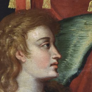 Anjo. Pormenor da pintura 'Aaraão incensa a Arca da Aliança'. Século XVII.