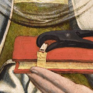 Alicate com dente, sobre livro. Pormenor da pintura 'Santa Apolónia'. Século XVI.