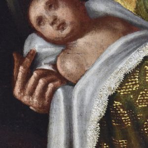 Recém-nascido. Pormenor da pintura 'Batismo de D. Afonso Henriques'. Século XVII.