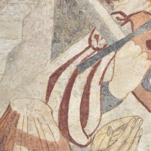 Mão com espada. Pormenor da pintura a fresco 'Degolação de São João Batista'.. Século XVI.