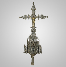 Cruz Processional em prata branca e dourada. Século XVI.