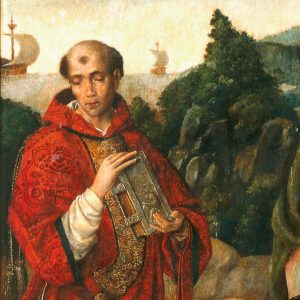 São Vicente. Pormenor da pintura 'São Martinho, São Vicente e São Sebastião'. Século XVI.