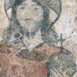 Rosto. Pormenor da pintura a fresco 'Cristo Salvador'. Século XVI.