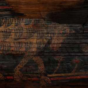 Animal quadrúpede. Pormenor de pintura sobre madeira de asna de teto. Século XV.