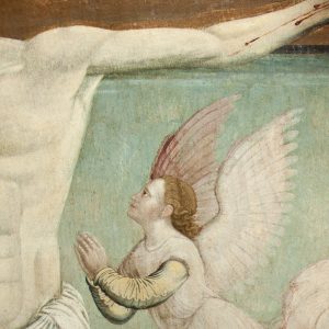 Anjo. Pormenor de pintura a óleo sobre madeira. Século XVI.