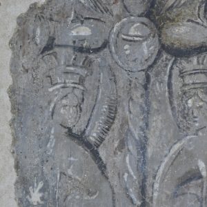 Pormenor da moldura da pintura a fresco 'Deposição de Cristo no Túmulo'. Século XVI.