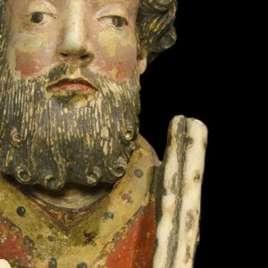 Rosto. Pormenor da escultura em calcário 'São Pedro'. Século XV.