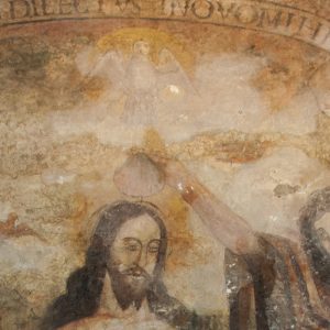 Pormenor da pintura a fresco 'Batismo de Cristo'. Século XVI.