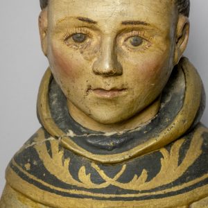 Rosto. Pormenor da Escultura em calcário policromado de São Gonçalo. Século XV.