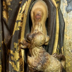 Detail of the wooden sculpture of Saint Roch