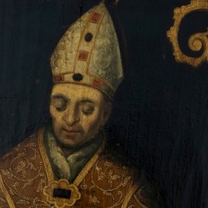 Pormenor da pintura a óleo sobre madeira 'São Torcato'.. Século XVI.