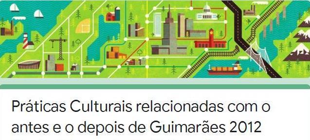 Cartaz de inquérito online sobre práticas culturais durante Guimarães 2012.